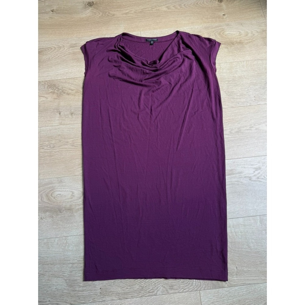 EUC Eileen Fisher PETITE shift sleeveless stretch dress purple cowl neck size PP